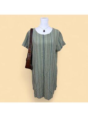 cloth & stone pinstripe linen blend boho lagenlook dress